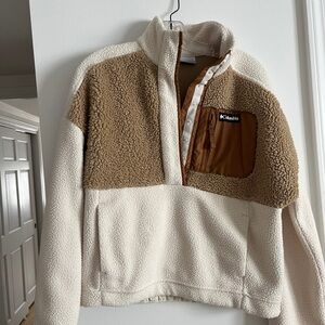Columbia Cream and Brown Fleece Jacket